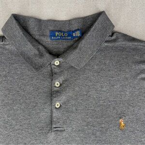 Polo Ralph Lauren Shirt Mens 3XLT Big Tall Heather Gray Flesh Pony SOFT Cotton